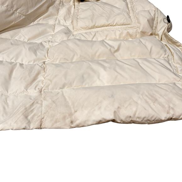 Lands' End Women's Down Commuter Parka Coat Ivory Hooded Puffer Size Large Warm! - Picture 12 of 13